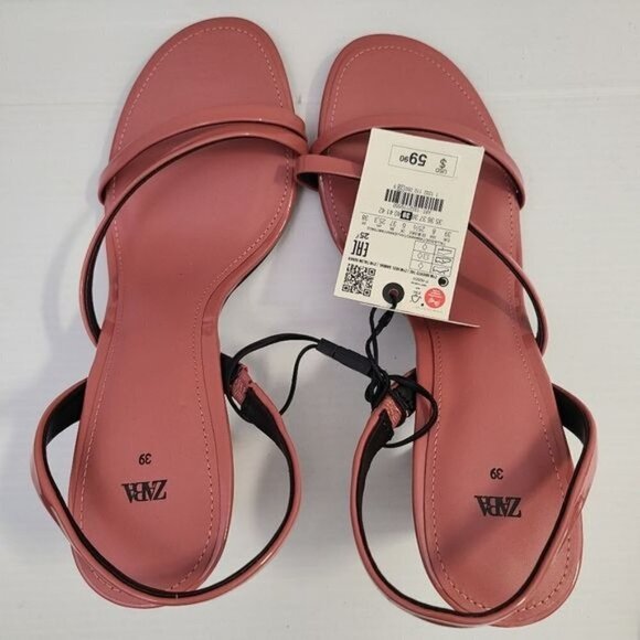 ZARA STRAPPY BLOCK HEEL SANDALS Pink SIZE 8 | 1332/110 - Picture 11 of 11